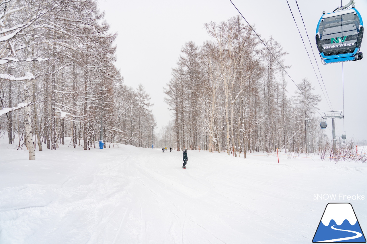 ニセコビレッジスキーリゾート｜気温 -18℃…。最強寒波到来で視界不良なほどのパウダースノーが降り積もる！